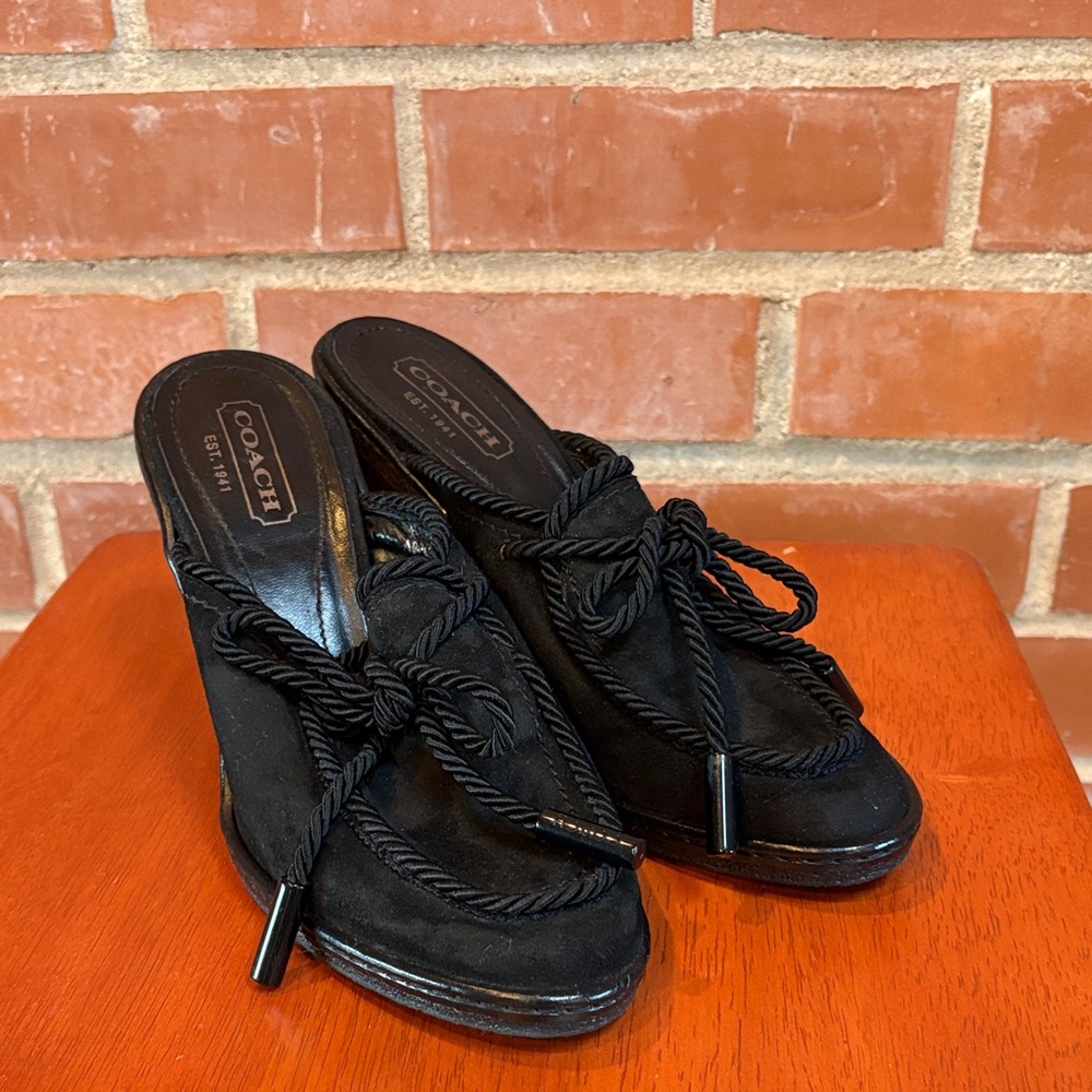 Coach Women's Black Rope Detail Mules